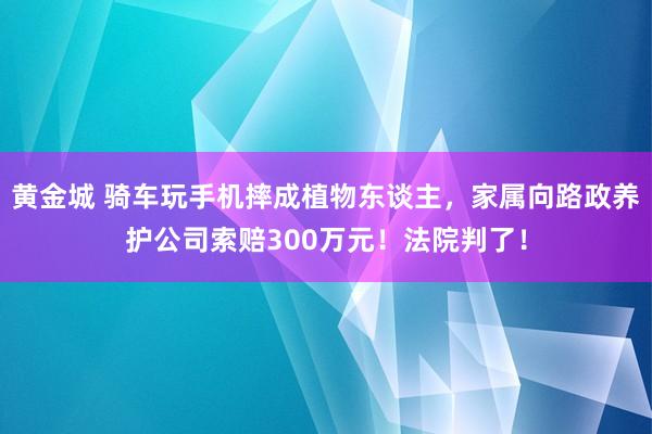 黄金城 骑车玩手机摔成植物东谈主，家属向路政养护公司索赔300万元！法院判了！