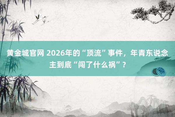 黄金城官网 2026年的“顶流”事件，年青东说念主到底“闯了什么祸”？