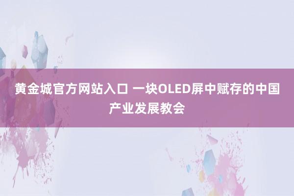 黄金城官方网站入口 一块OLED屏中赋存的中国产业发展教会