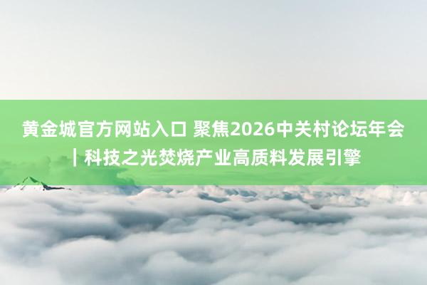 黄金城官方网站入口 聚焦2026中关村论坛年会｜科技之光焚烧产业高质料发展引擎