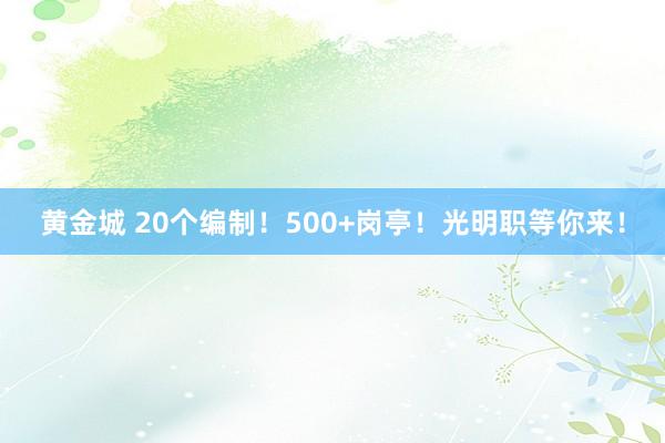 黄金城 20个编制！500+岗亭！光明职等你来！