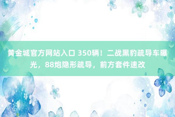 黄金城官方网站入口 350辆！二战黑豹疏导车曝光，88炮隐形疏导，前方套件速改