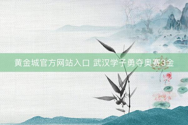 黄金城官方网站入口 武汉学子勇夺奥赛3金