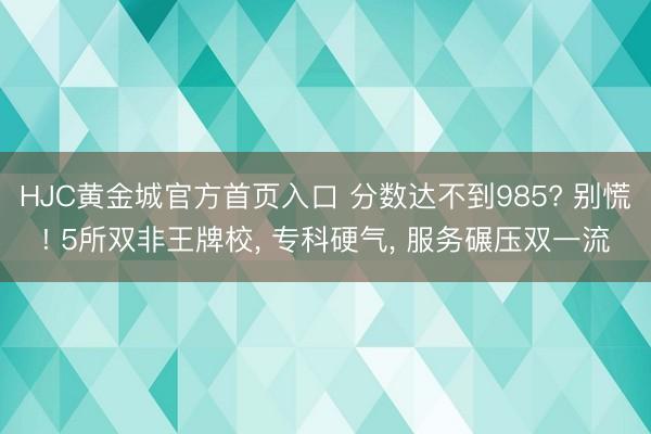 HJC黄金城官方首页入口 分数达不到985? 别慌! 5所双非王牌校, 专科硬气, 服务碾压双一流