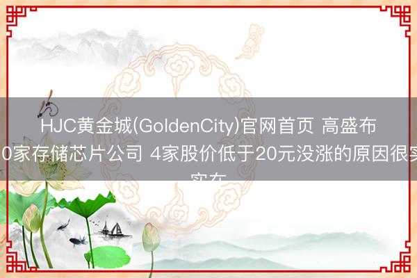 HJC黄金城(GoldenCity)官网首页 高盛布局10家存储芯片公司 4家股价低于20元没涨的原因很实在