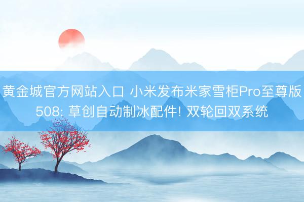 黄金城官方网站入口 小米发布米家雪柜Pro至尊版508: 草创自动制冰配件! 双轮回双系统