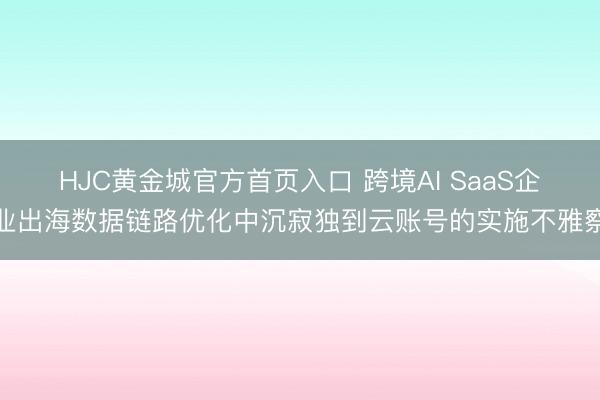 HJC黄金城官方首页入口 跨境AI SaaS企业出海数据链路优化中沉寂独到云账号的实施不雅察