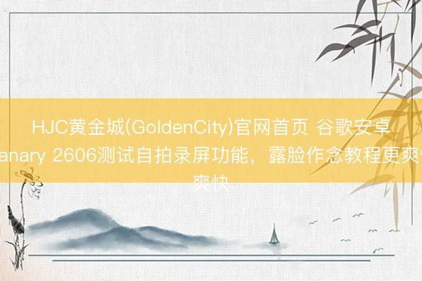 HJC黄金城(GoldenCity)官网首页 谷歌安卓Canary 2606测试自拍录屏功能，露脸作念教程更爽快