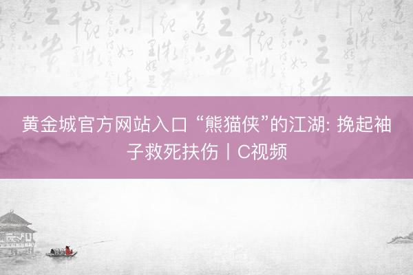 黄金城官方网站入口 “熊猫侠”的江湖: 挽起袖子救死扶伤丨C视频