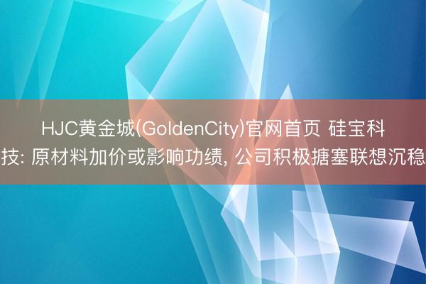HJC黄金城(GoldenCity)官网首页 硅宝科技: 原材料加价或影响功绩, 公司积极搪塞联想沉稳
